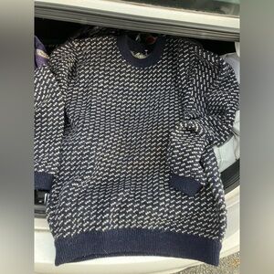 Men's Navy and Cream Sweater